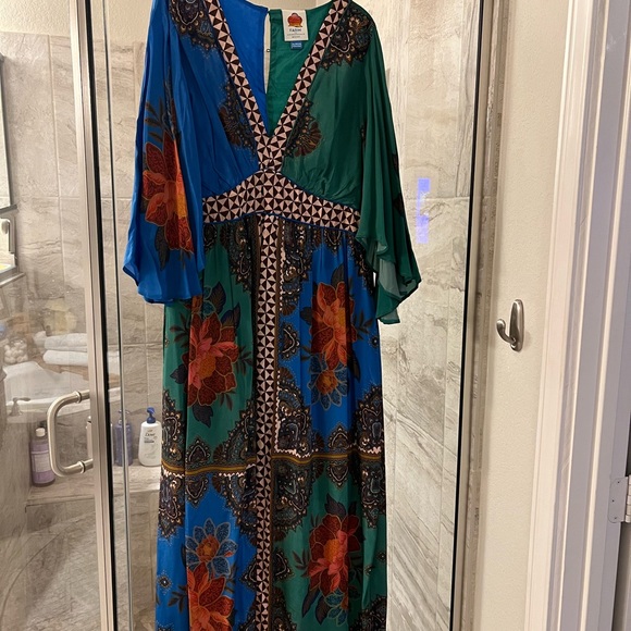 Farm Rio for Anthropologie Multicolor Floral Maxi Dress XL Petite - Picture 8 of 14